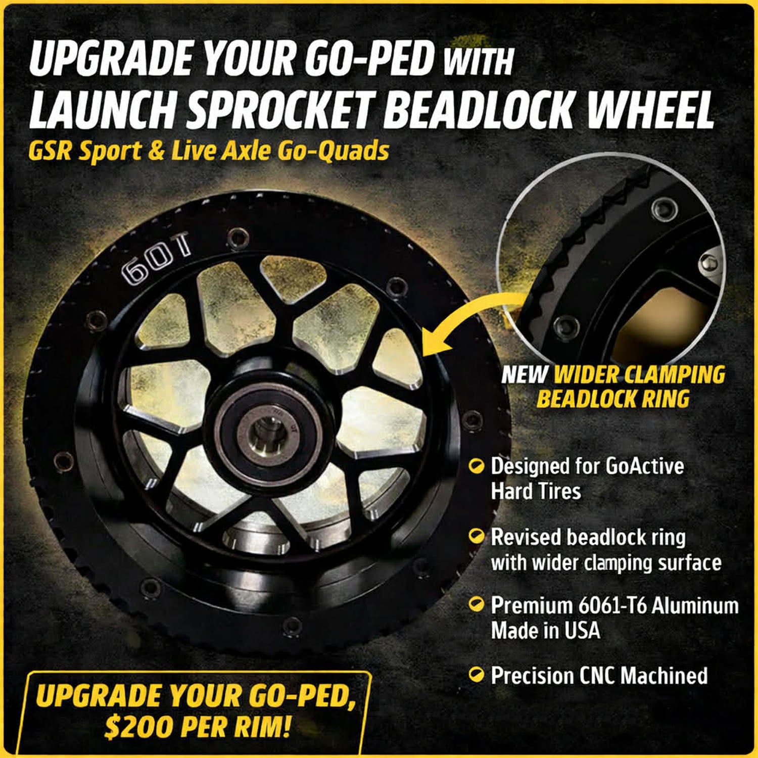 GSR Sport/Live Axle Go-Quad Launch Sprocket Bead-Lock
