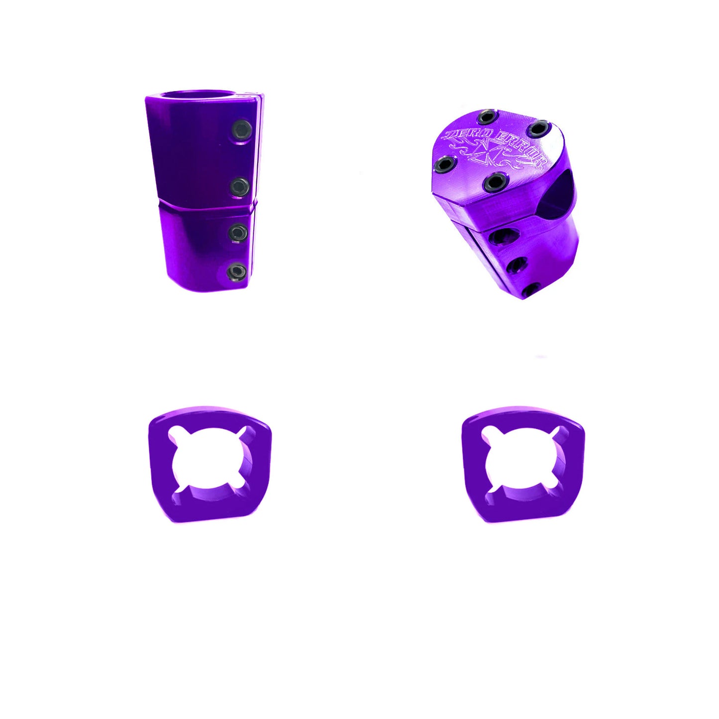 Purple Zero Error Racing GoPed V2 Race Pole Clamp Set.