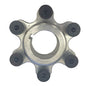 Top View of a Silver Zero Error Racing 7 Inch 6 Bolt Brake Hub with Black Bolts Inserted.
