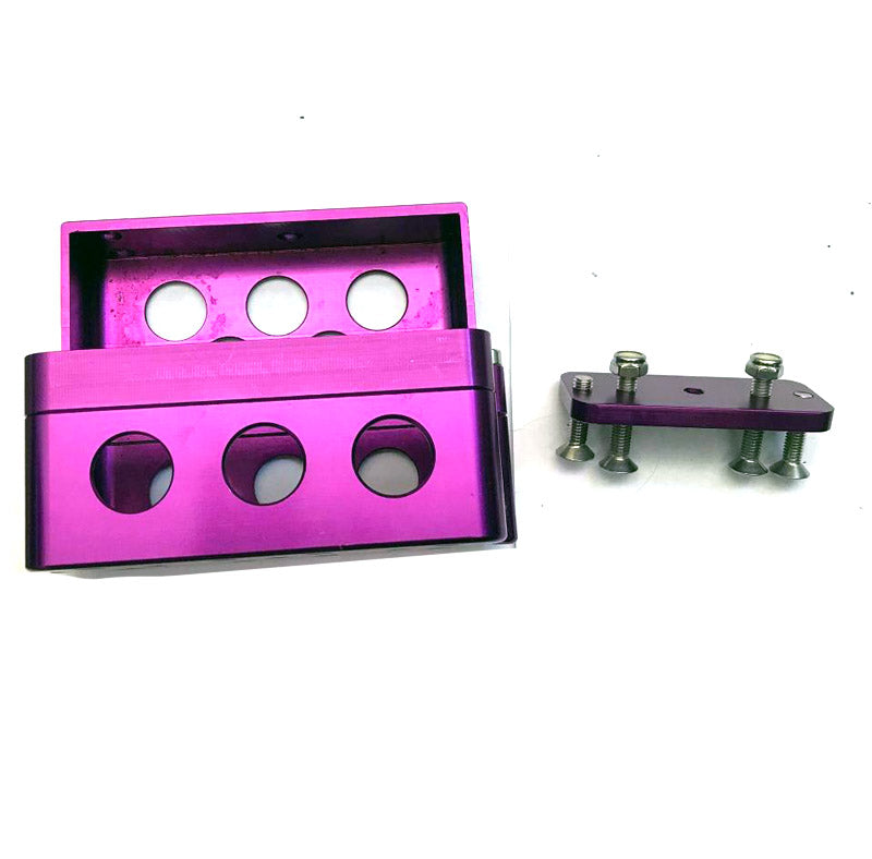 Purple Battery Box and Clamp for Shorai Lithium Batteries.