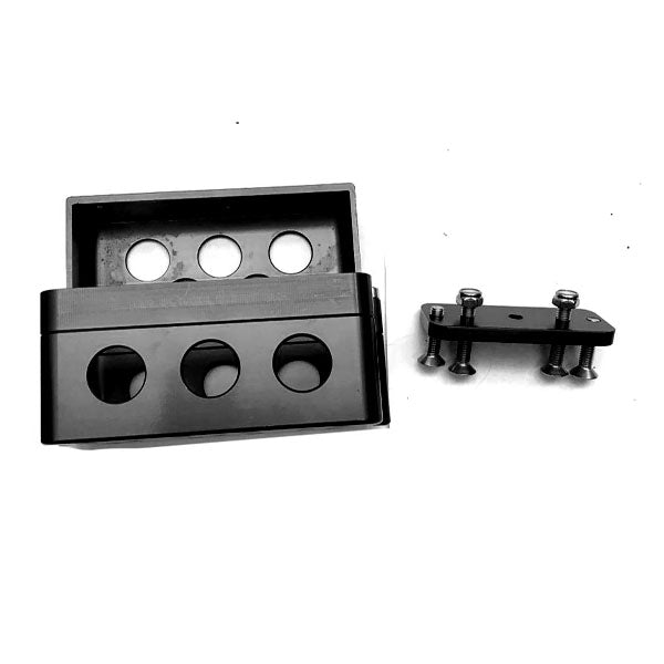 Black Battery Box and Clamp for Shorai Lithium Batteries.