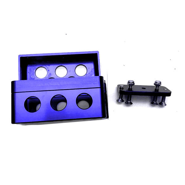 Blue Battery Box and Clamp for Shorai Lithium Batteries.